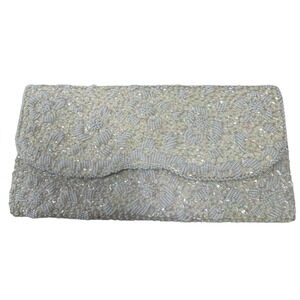 Vtg‎ Beaded Evening Bag Clutch Ivory White Bag Wedding Purse Handmade Honkong